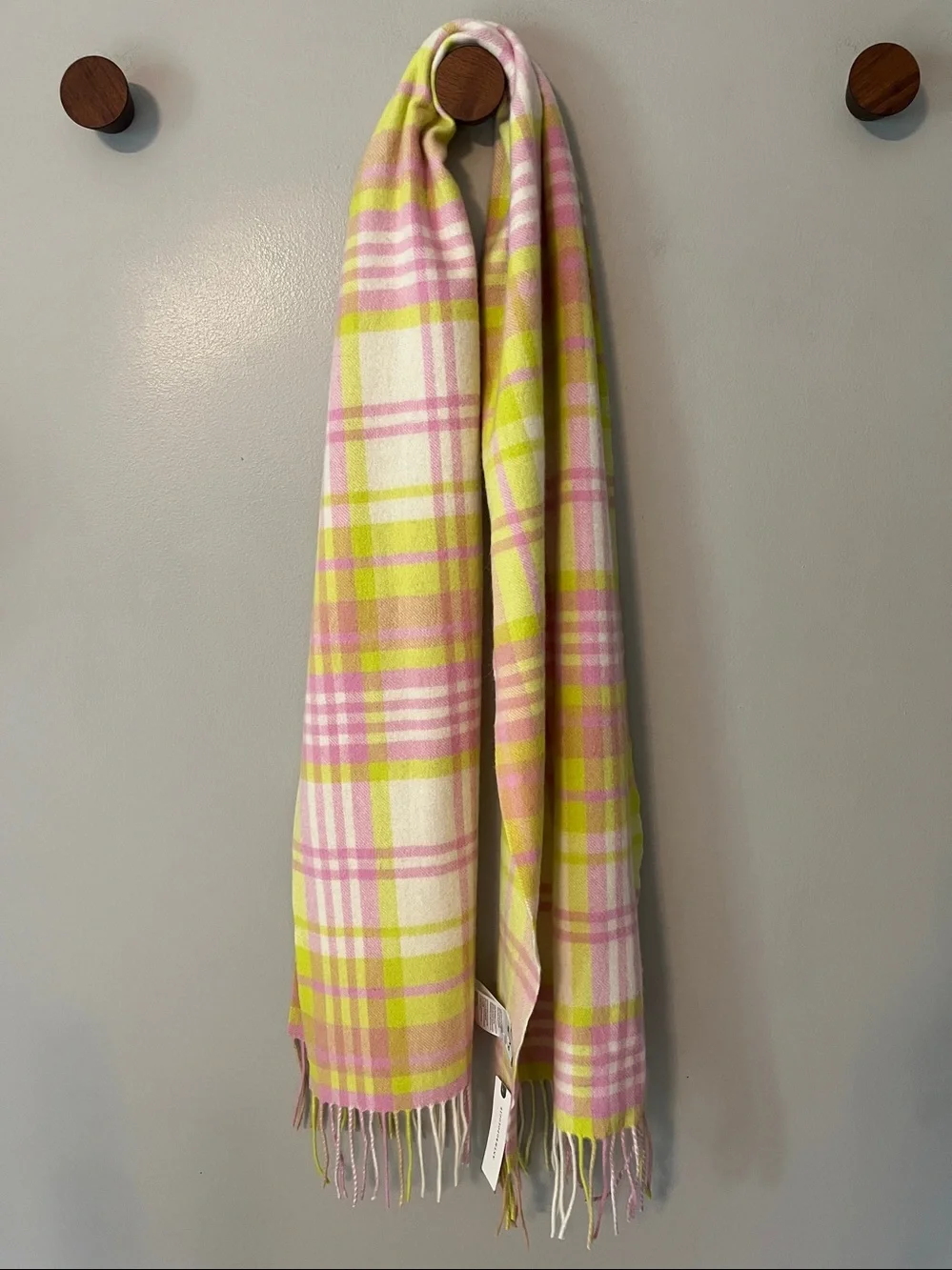 New! Anthropologie Maeve 100% Plaid Wool Cashmere Scarf 65”X13” NWT